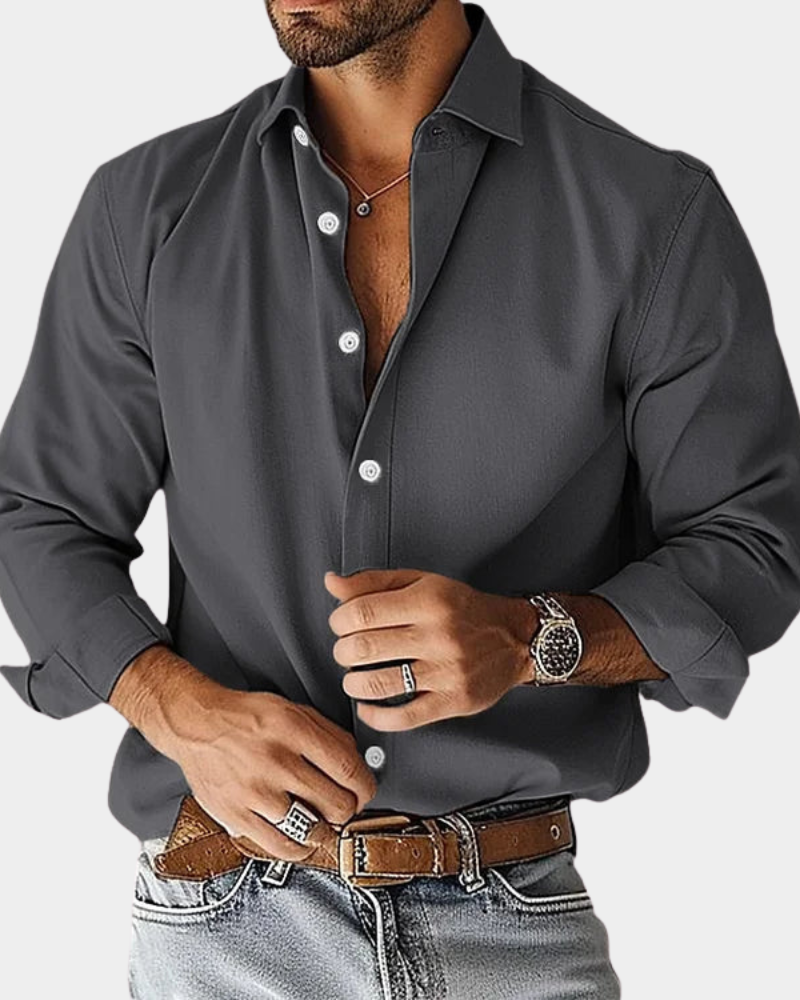 Frederick | Smart Modern Shirt — Dark Grey — Alfa Empire, view 2