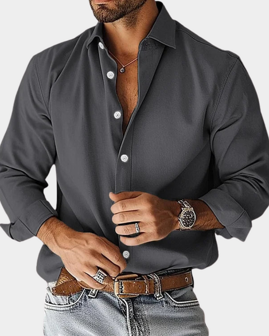 Frederick | Smart Modern Shirt — Dark Grey — Alfa Empire, view 2