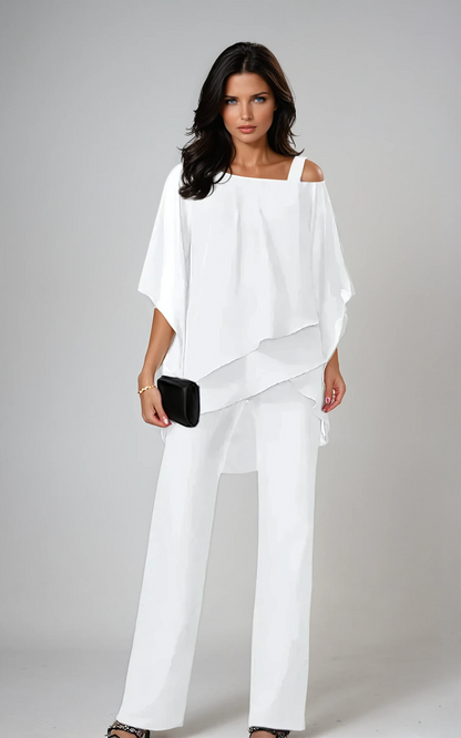 Genevieve | Refined Two-Piece Layered Set — White — Alfa Empire, view 1