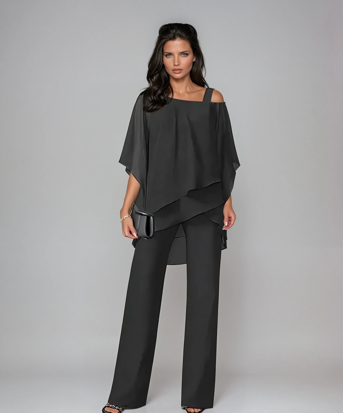 Genevieve | Refined Two-Piece Layered Set — Black — Alfa Empire, view 2