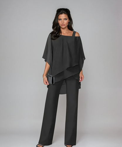 Genevieve | Refined Two-Piece Layered Set — Black — Alfa Empire, view 2
