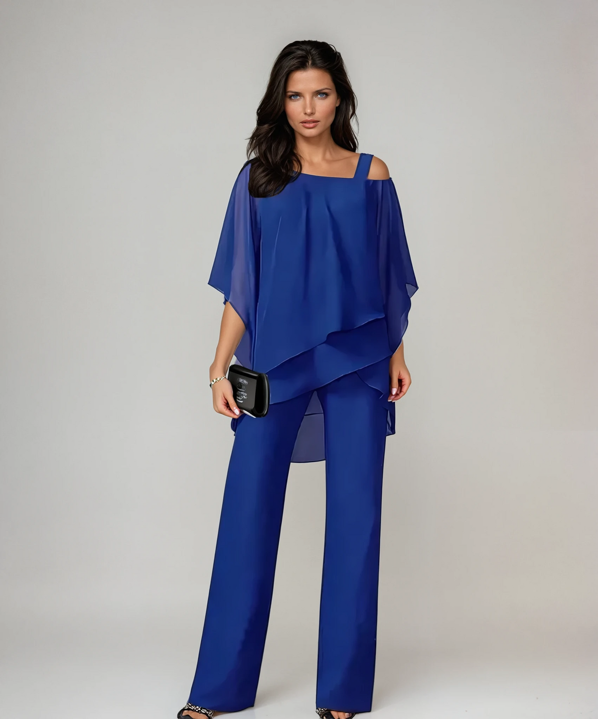 Genevieve | Refined Two-Piece Layered Set — Blue — Alfa Empire, view 3