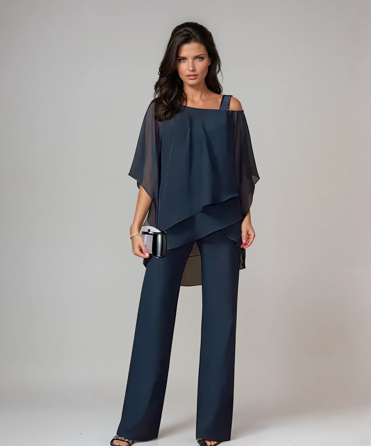 Genevieve | Refined Two-Piece Layered Set — Navy Blue — Alfa Empire, view 4