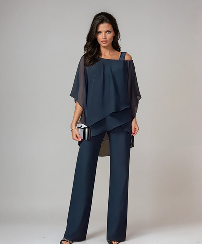 Genevieve | Refined Two-Piece Layered Set — Navy Blue — Alfa Empire, view 4