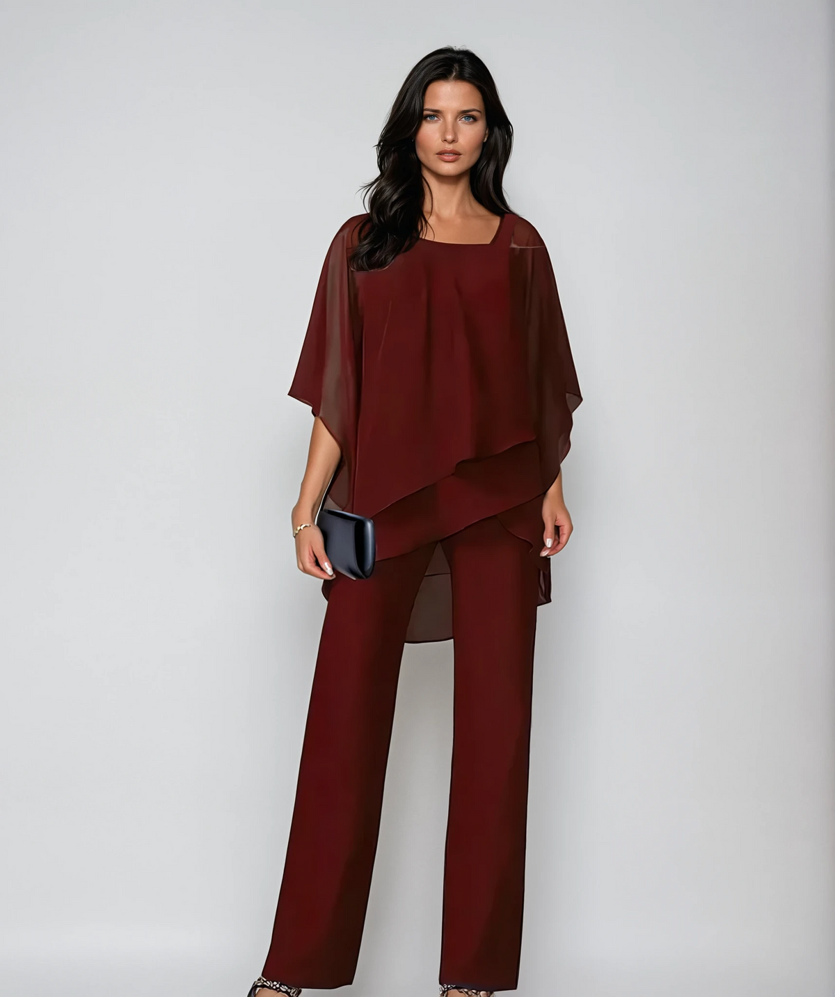 Genevieve | Refined Two-Piece Layered Set — Red — Alfa Empire, view 5