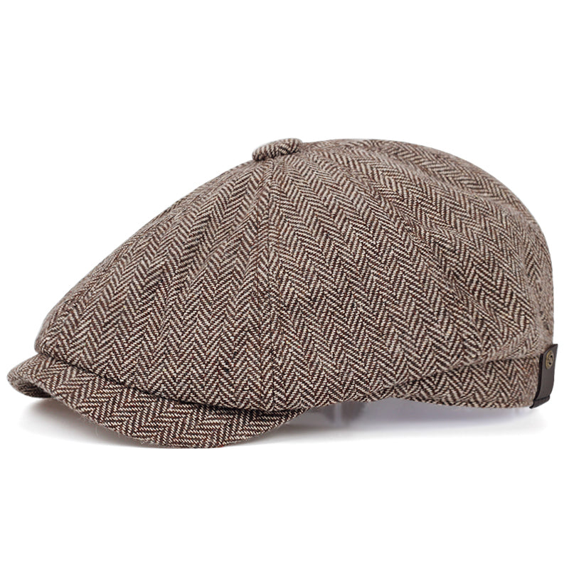George | Classic Textured Flat Cap — Wood Brown — Alfa Empire, view 1