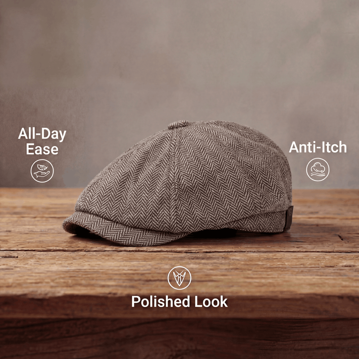 George | Classic Textured Flat Cap — Alfa Empire, view 6