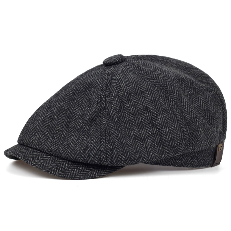 George | Classic Textured Flat Cap — Charcoal Black — Alfa Empire, view 8