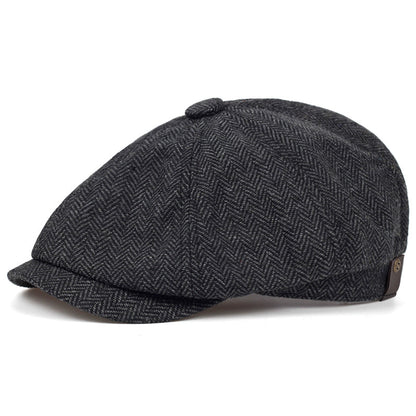 George | Classic Textured Flat Cap — Charcoal Black — Alfa Empire, view 8