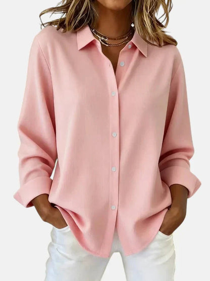 Georgiana | Classic Refined Flow Blouse — Pink — Alfa Empire, view 2