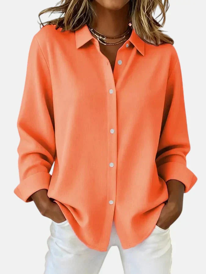 Georgiana | Classic Refined Flow Blouse — Orange — Alfa Empire, view 4