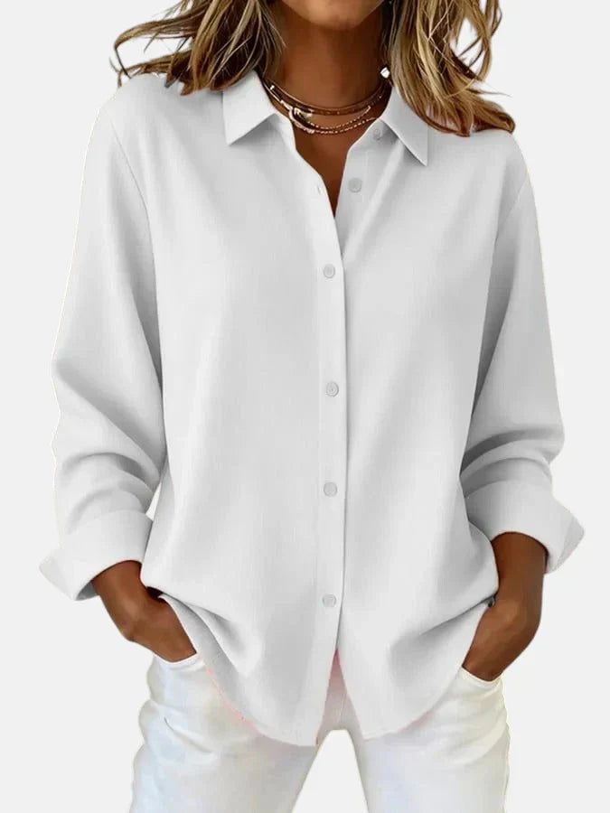 Georgiana | Classic Refined Flow Blouse — White — Alfa Empire, view 5