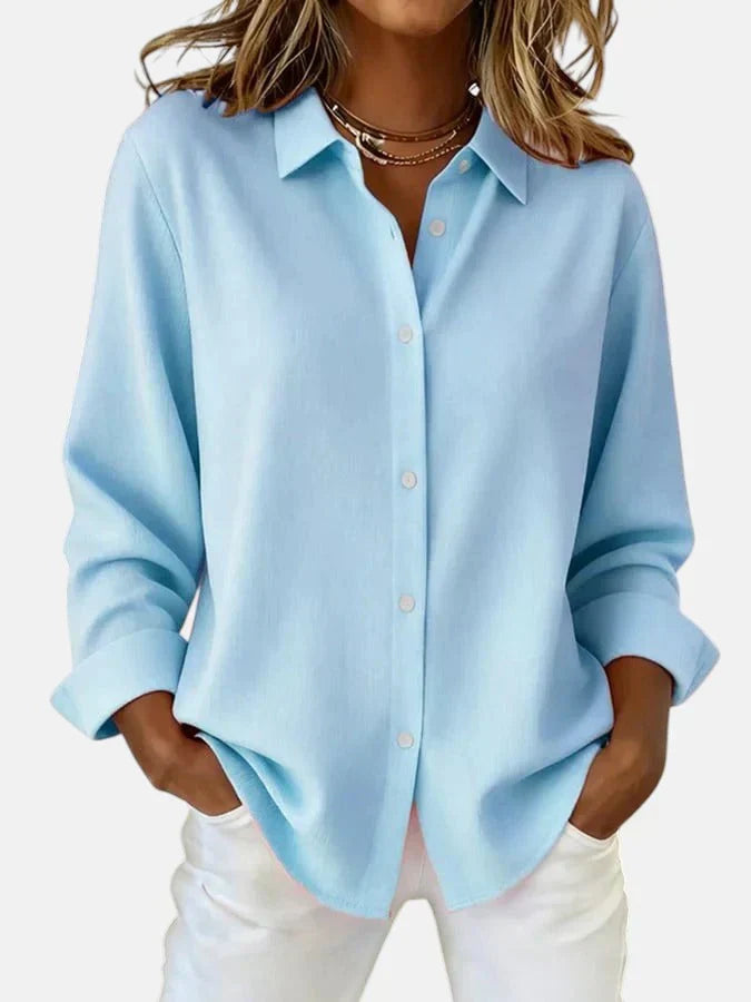 Georgiana | Classic Refined Flow Blouse — Blue — Alfa Empire, view 6