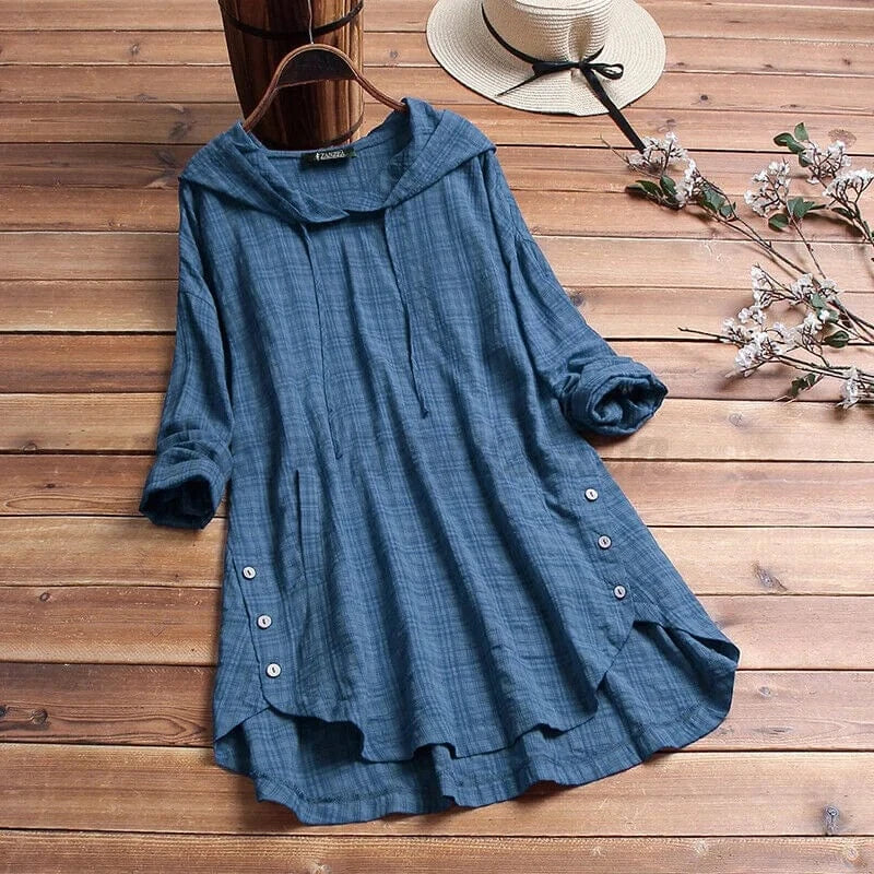Ghisele | Comfortable Tunic Hoodie — Blue — Alfa Empire, view 1