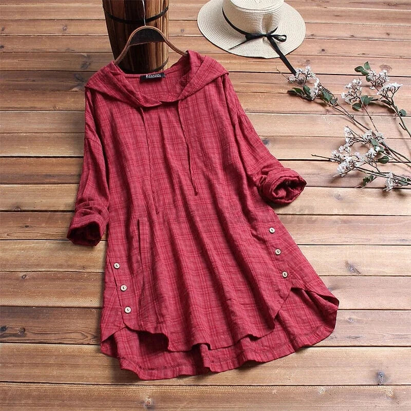 Ghisele | Comfortable Tunic Hoodie — Red — Alfa Empire, view 3