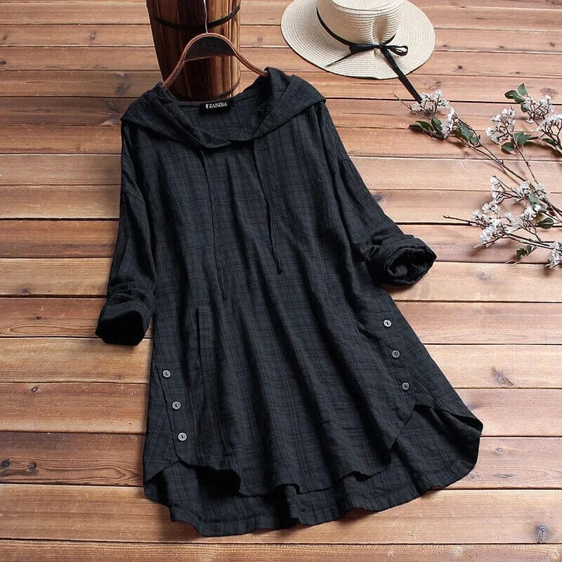Ghisele | Comfortable Tunic Hoodie — Black — Alfa Empire, view 5