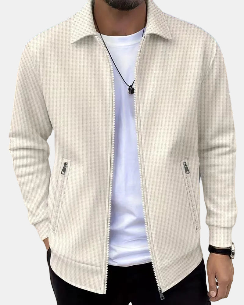 Gideon | Classic Textured Athletic Jacket — Apricot — Alfa Empire, view 1