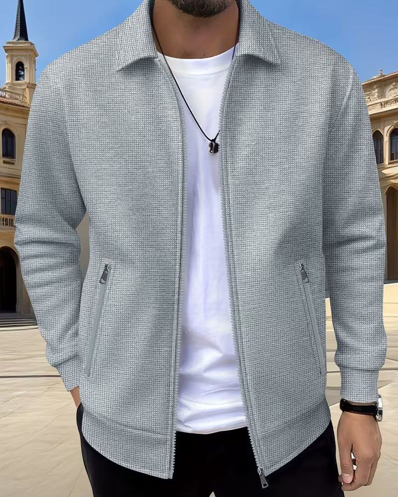 Gideon | Classic Textured Athletic Jacket — Grey — Alfa Empire, view 2
