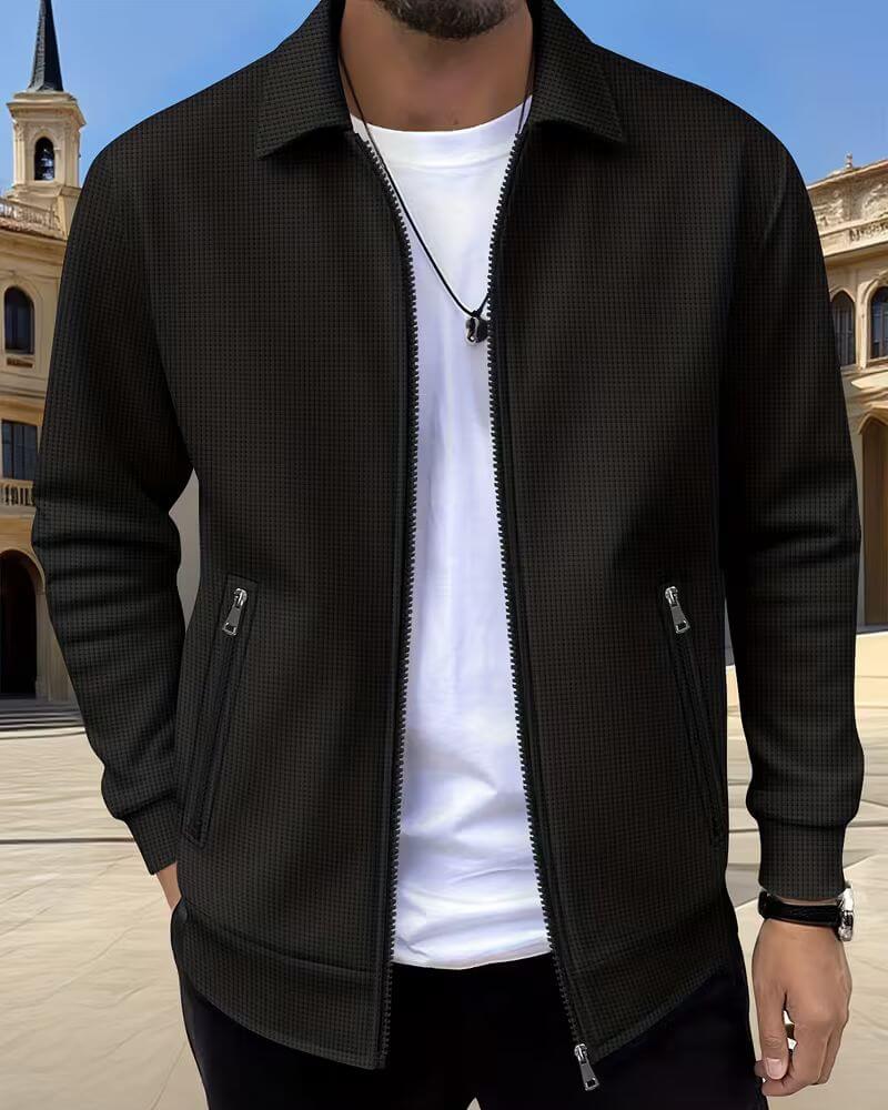 Gideon | Classic Textured Athletic Jacket — Black — Alfa Empire, view 3