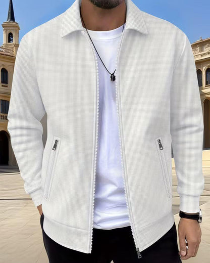 Gideon | Classic Textured Athletic Jacket — White — Alfa Empire, view 4