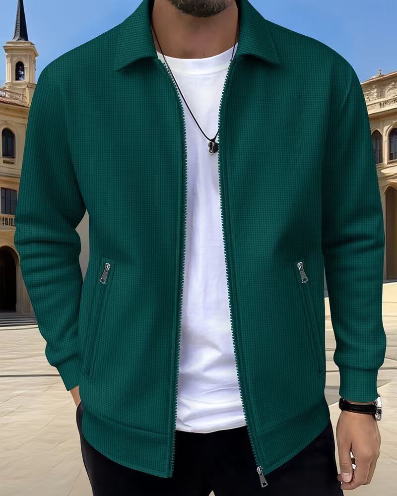 Gideon | Classic Textured Athletic Jacket — Dark Green — Alfa Empire, view 5