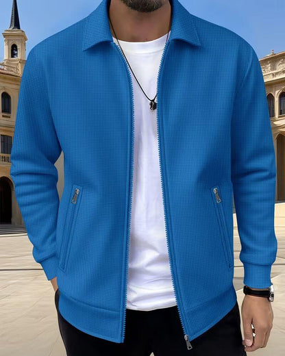 Gideon | Classic Textured Athletic Jacket — Blue — Alfa Empire, view 6