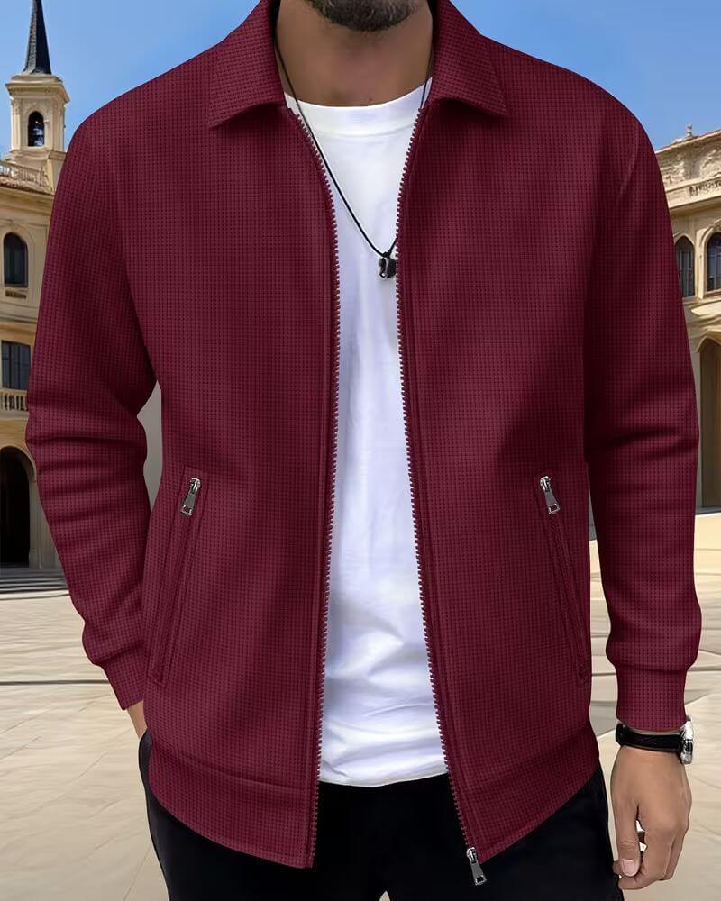 Gideon | Classic Textured Athletic Jacket — Burgundy — Alfa Empire, view 7