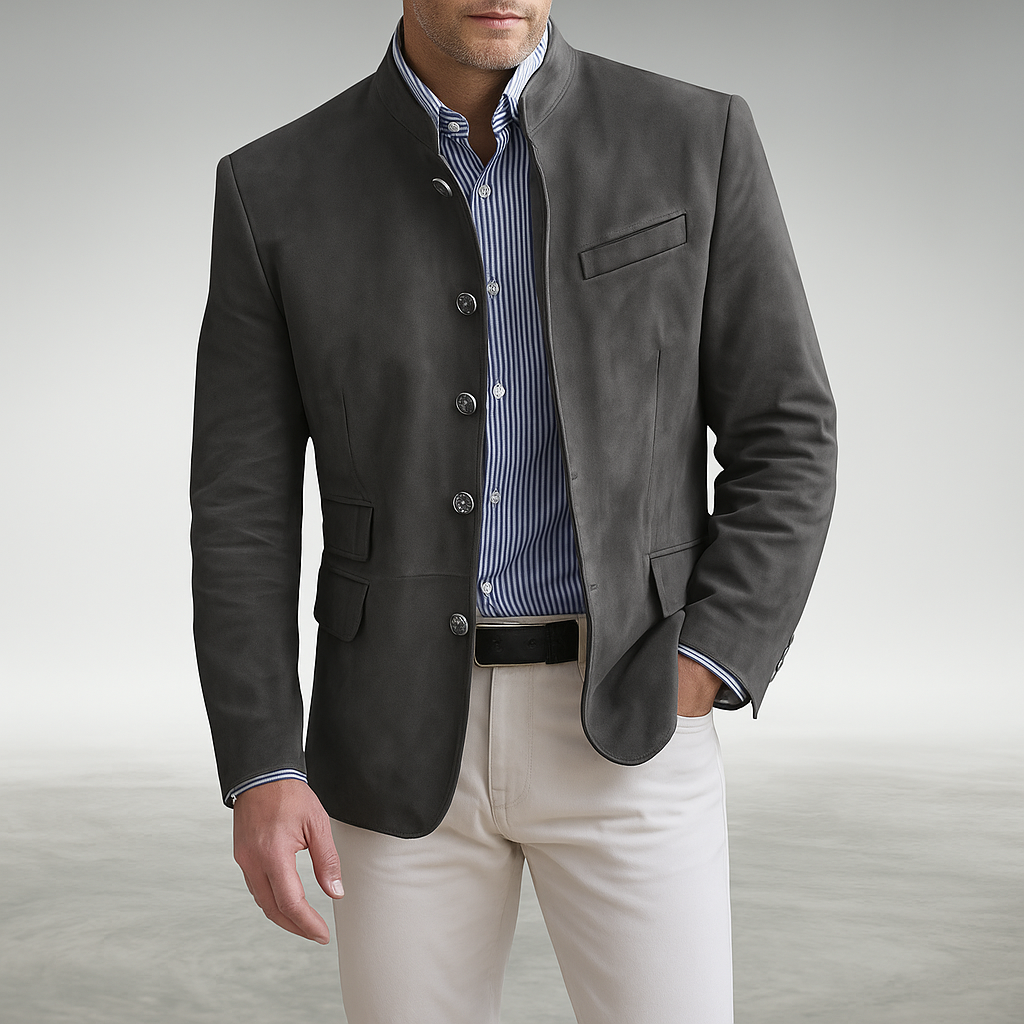 Godfrey | Casual Modern Button Cardigan — Grey — Alfa Empire, view 1