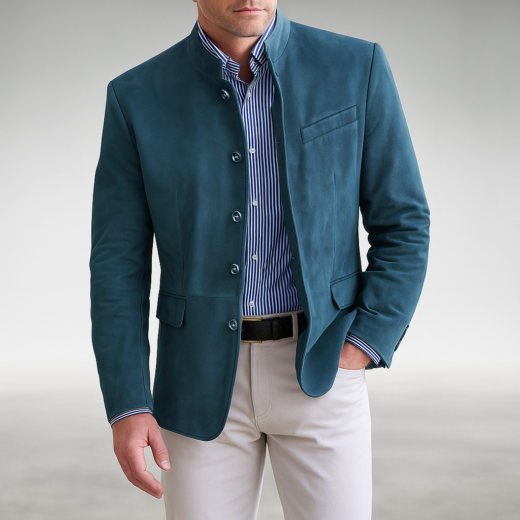 Godfrey | Casual Modern Button Cardigan — Blue — Alfa Empire, view 5