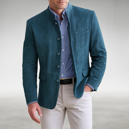 Godfrey | Casual Modern Button Cardigan — Blue — Alfa Empire, view 5