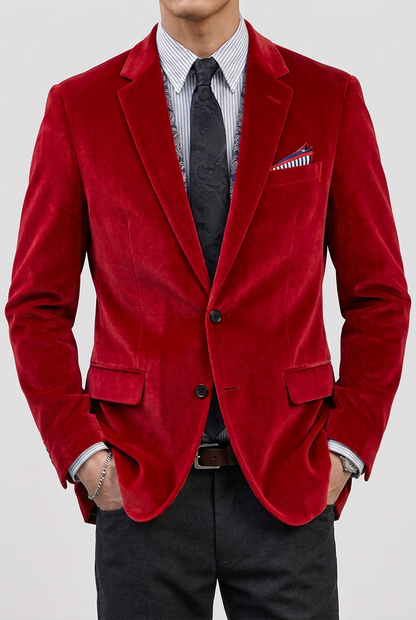 Harrison | Vintage Tailored Fit Corduroy Blazer Jacket — Red — Alfa Empire, view 1