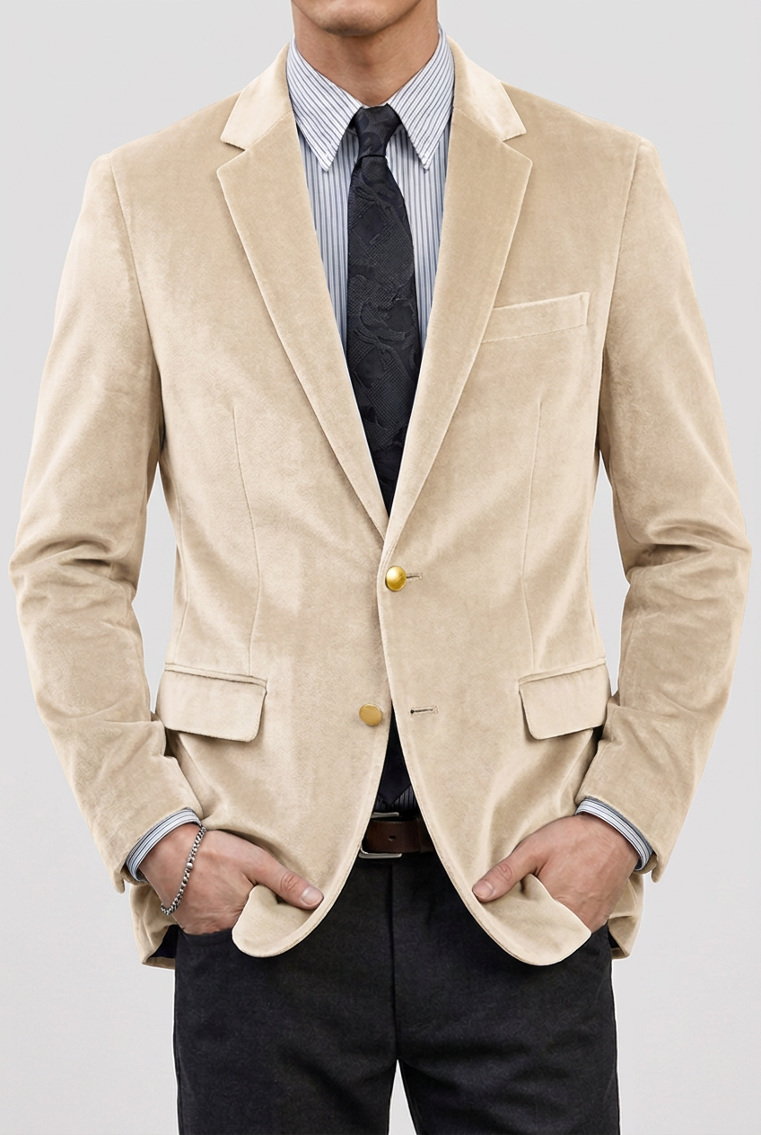 Harrison | Vintage Tailored Fit Corduroy Blazer Jacket — Beige — Alfa Empire, view 6