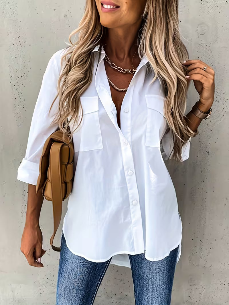 Harper | Classic Button-Up Long Sleeve Shirt — White — Alfa Empire, view 1