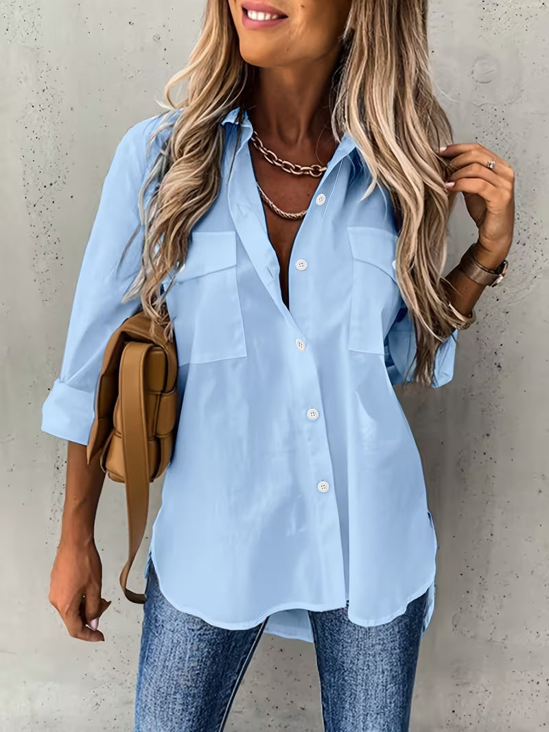 Harper | Classic Button-Up Long Sleeve Shirt — Light Blue — Alfa Empire, view 4