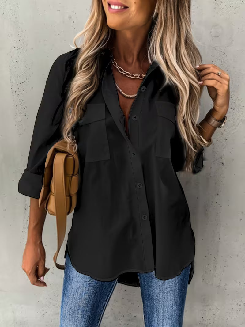 Harper | Classic Button-Up Long Sleeve Shirt — Black — Alfa Empire, view 5