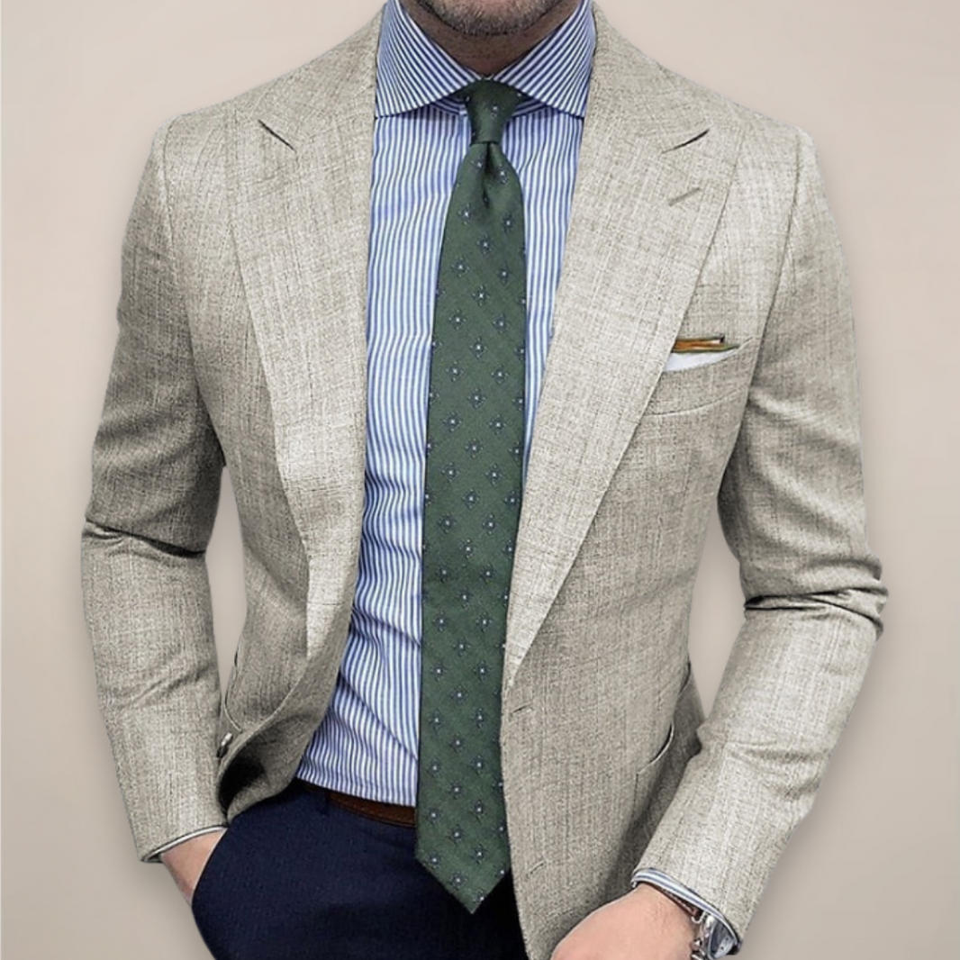 Harrison | Classic Textured Slim-Fit Blazer — Light Grey — Alfa Empire, view 1