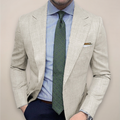 Harrison | Classic Textured Slim-Fit Blazer — Beige — Alfa Empire, view 3