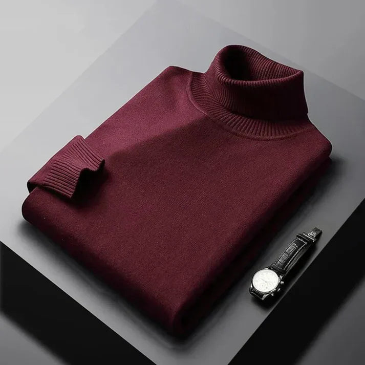 Harrison | Modern Turtleneck Sweater — Red Wine — Alfa Empire, view 7