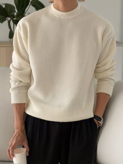 Harry | Knitwear Long Sleeve Ribbed Shirt — Beige — Alfa Empire, view 1