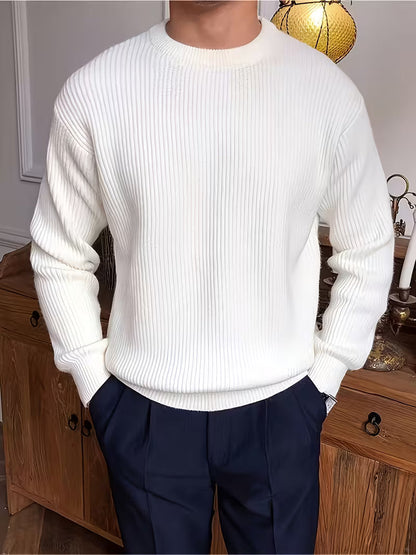 Harry | Knitwear Long Sleeve Ribbed Shirt — White — Alfa Empire, view 5