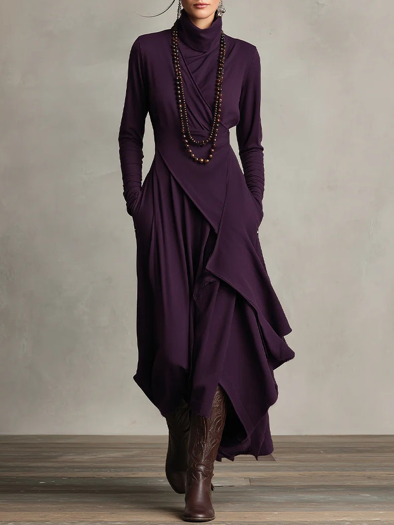 Hattie | Refined High Neck Maxi Dress — Purple — Alfa Empire, view 1