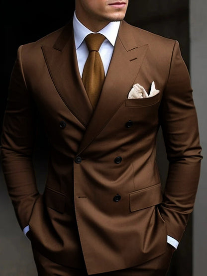 Hayden | Classic Tailored Fit Double Breasted 2 Pieces Suit — Brown — Alfa Empire, view 1