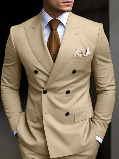 Hayden | Classic Tailored Fit Double Breasted 2 Pieces Suit — Champagne — Alfa Empire, view 4