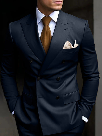 Hayden | Classic Tailored Fit Double Breasted 2 Pieces Suit — Dark Navy — Alfa Empire, view 5