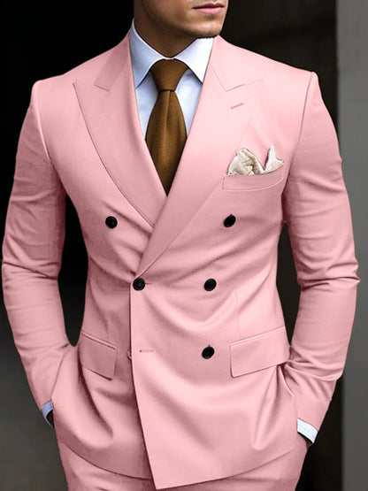 Hayden | Classic Tailored Fit Double Breasted 2 Pieces Suit — Pink — Alfa Empire, view 10