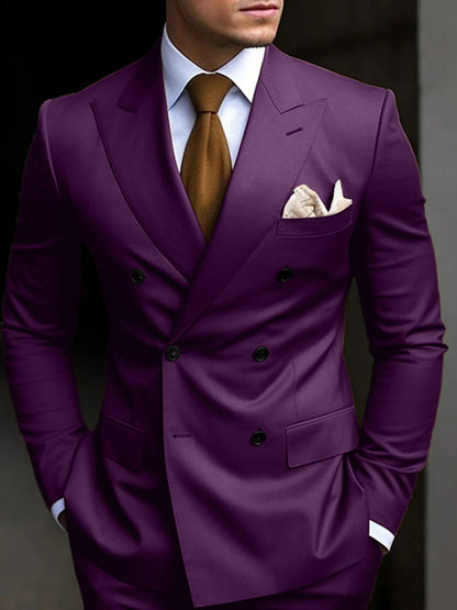 Hayden | Classic Tailored Fit Double Breasted 2 Pieces Suit — Purple — Alfa Empire, view 11