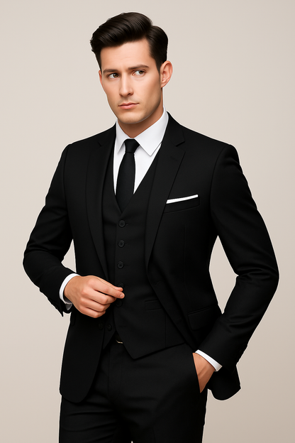 Holden | Classic Formal Three Piece Suit — Black — Alfa Empire, view 3