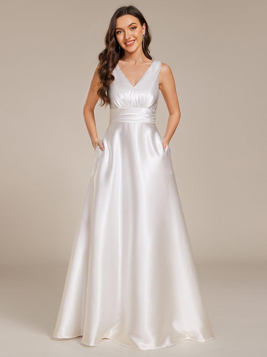 Satin Maxi Wedding Guest Dress with Pockets