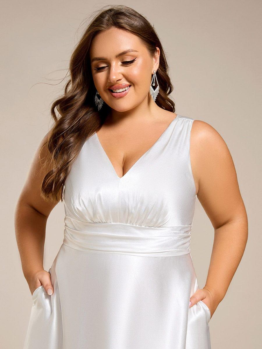 Satin Maxi Wedding Guest Dress with Pockets