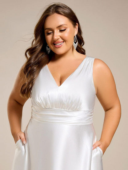 Satin Maxi Wedding Guest Dress with Pockets